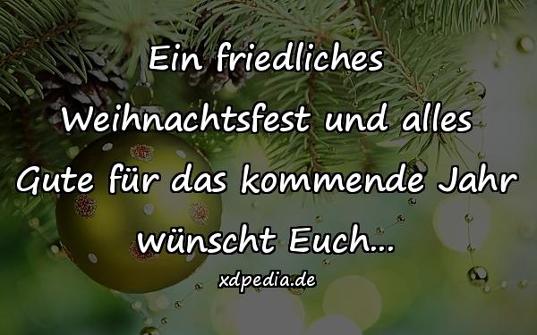 Ein friedliches Weihnachtsfest und alles Gute für das kommende Jahr wünscht Euch...