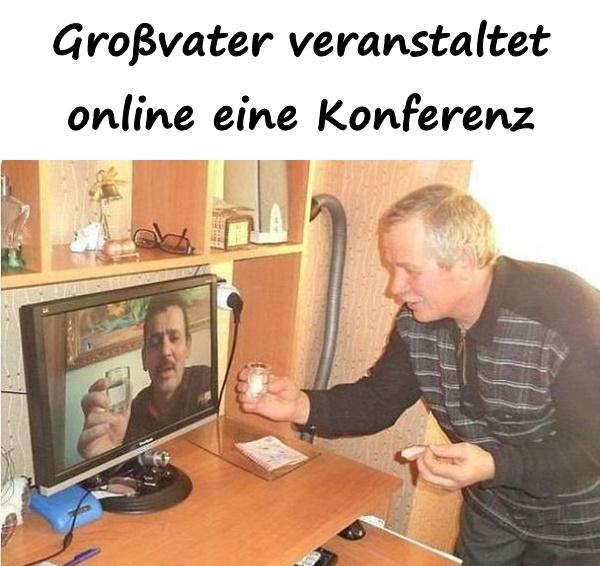 Großvater veranstaltet online eine Konferenz