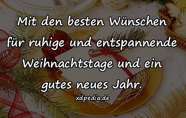 Mit den besten Wünschen für ruhige und entspannende Weihnachtstage und ein gutes neues Jahr.