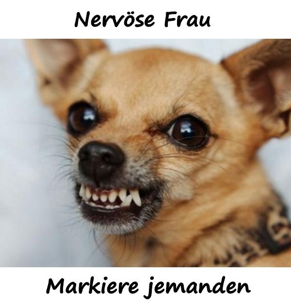 Nervöse Frau. Markiere jemanden.