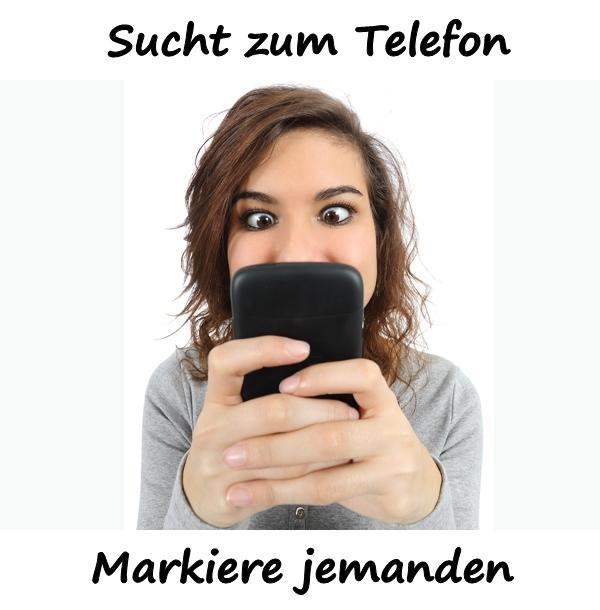 Sucht zum Telefon. Markiere jemanden.