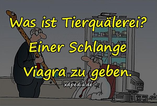 Was ist Tierquälerei? Einer Schlange Viagra zu geben.