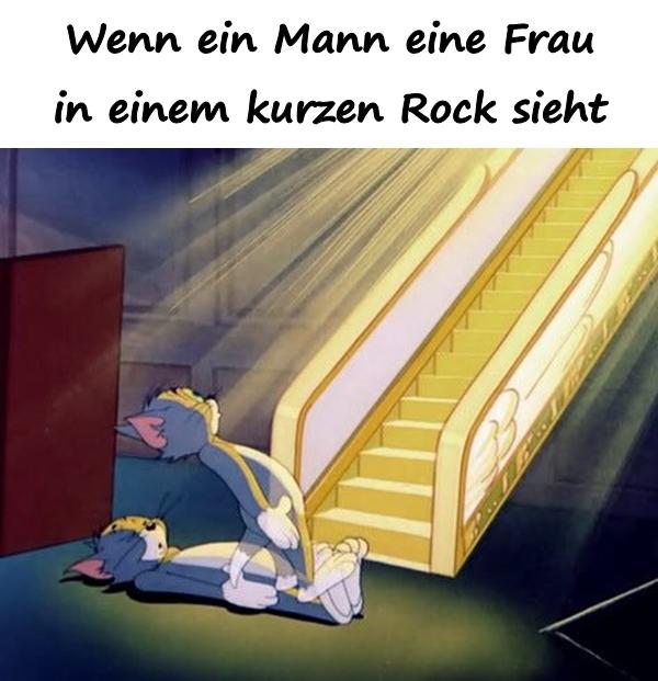 Wenn ein Mann eine Frau in einem kurzen Rock sieht