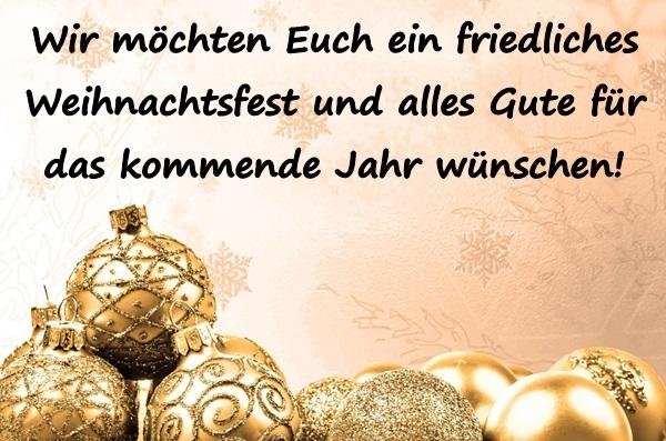 Wir möchten Euch ein friedliches Weihnachtsfest und alles Gute für das kommende Jahr wünschen!