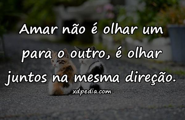 Amar não é olhar um para o outro, é olhar juntos na mesma direção.