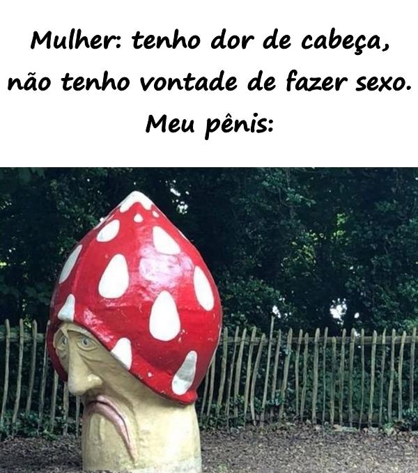 Mulher: tenho dor de cabeça, não tenho vontade de fazer sexo. Meu pênis: