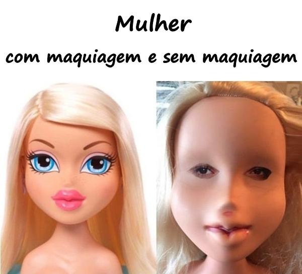 Uma mulher com maquiagem e sem maquiagem