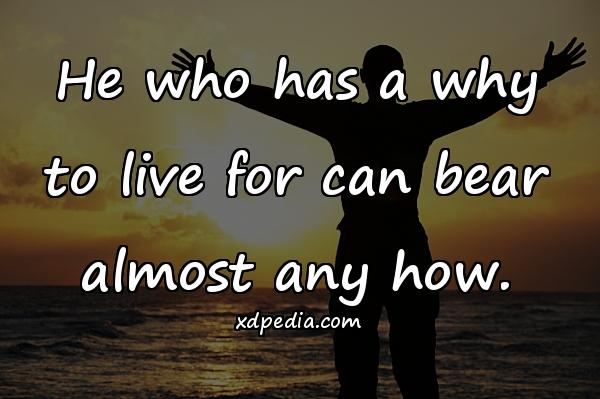 He who has a why to live for can bear almost any how.