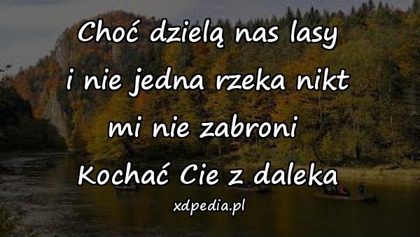 Choć dzielą nas lasy
i nie jedna rzeka nikt
mi nie zabroni 
Kochać Cie z daleka