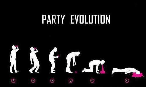 Ewolucja podczas imprezy. Od pierwszego drinka do zaśnięcia.