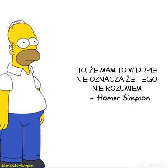 To, że mam to w dupie nie oznacza, że tego nie rozumiem - Homer Simpson