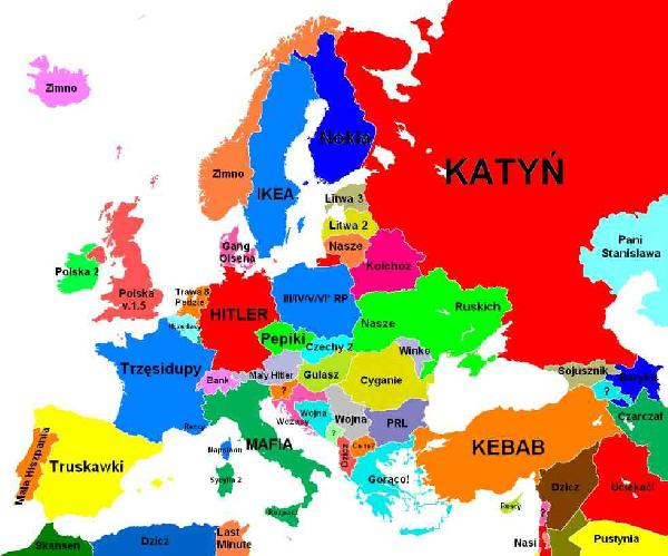 Mapa Europy oczami polaka.