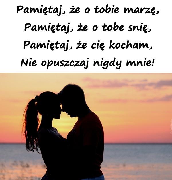 Pamiętaj, że o Tobie marzę,
Pamiętaj, że o Tobie śnię,
Pamiętaj, że Cię kocham,
Nie opuszczaj nigdy mnie!