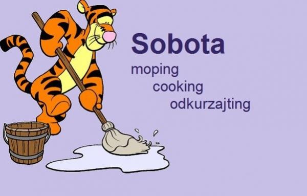Sobota - moping, cooking, odkurzajting