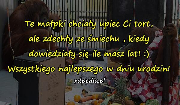  Te małpki chciały upiec Ci tort,
ale zdechły ze śmiechu , kiedy dowiedziały się ile masz lat! :)
Wszystkiego najlepszego w dniu urodzin!