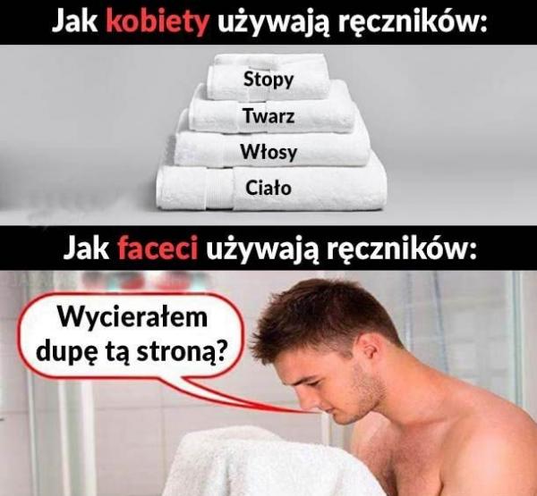Używane ręczników - kobieta i mężczyzna