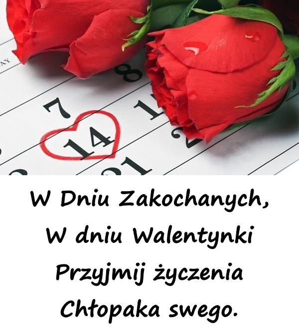 W Dniu Zakochanych, W dniu Walentynki Przyjmij życzenia Chłopaka swego.