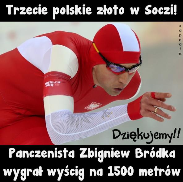 Trzecie polskie złoto w Soczi! Panczenista Zbigniew Bródka wygrał wyścig na 1500 metrów. Dziękujemy!!